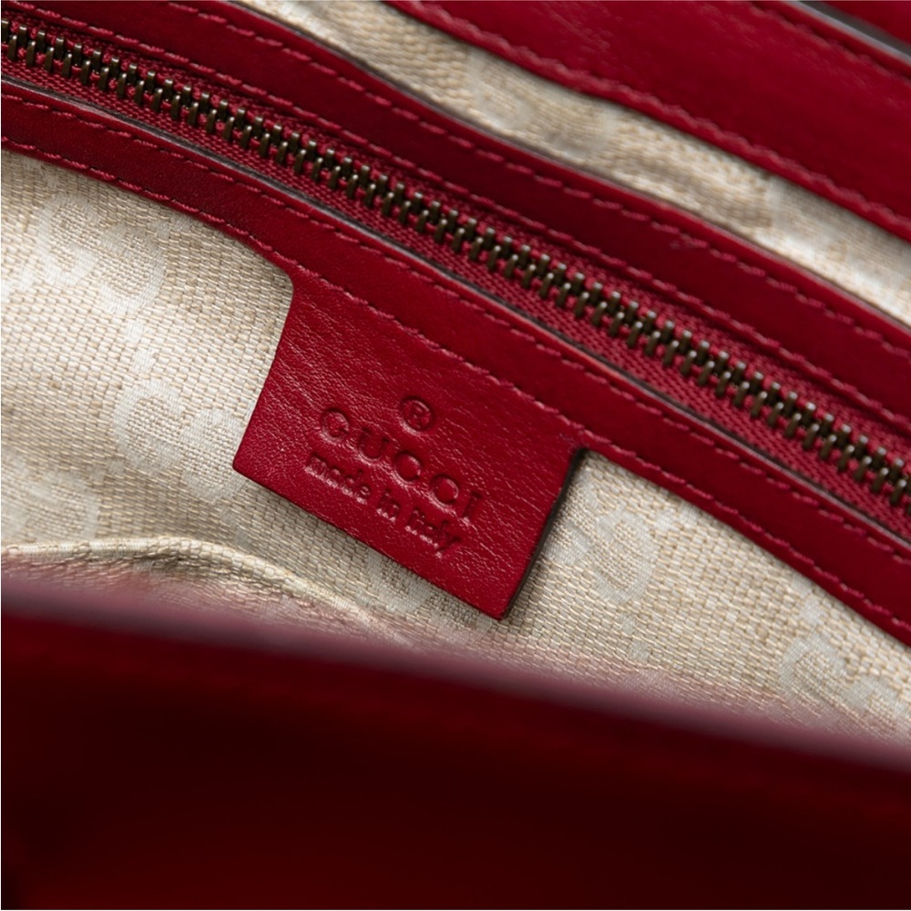 Gucci Bright Bit Patent Leather Handbag - Authentic Red - Gucci Tote Bag - Picture 12 of 13